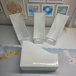 File Magazine Holder PVC White Moroccan Pattern Design from Daiso Japan